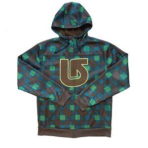 Burton Full Zip Hoodie Sweater Jacket Mens Medium Ski Snowboards Borwn Green